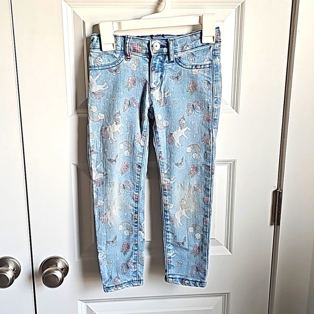 The Children's Place Unicorn Print Stretchy Jean W/ Adjustable Waistband Size 5 - Picture 1 of 7